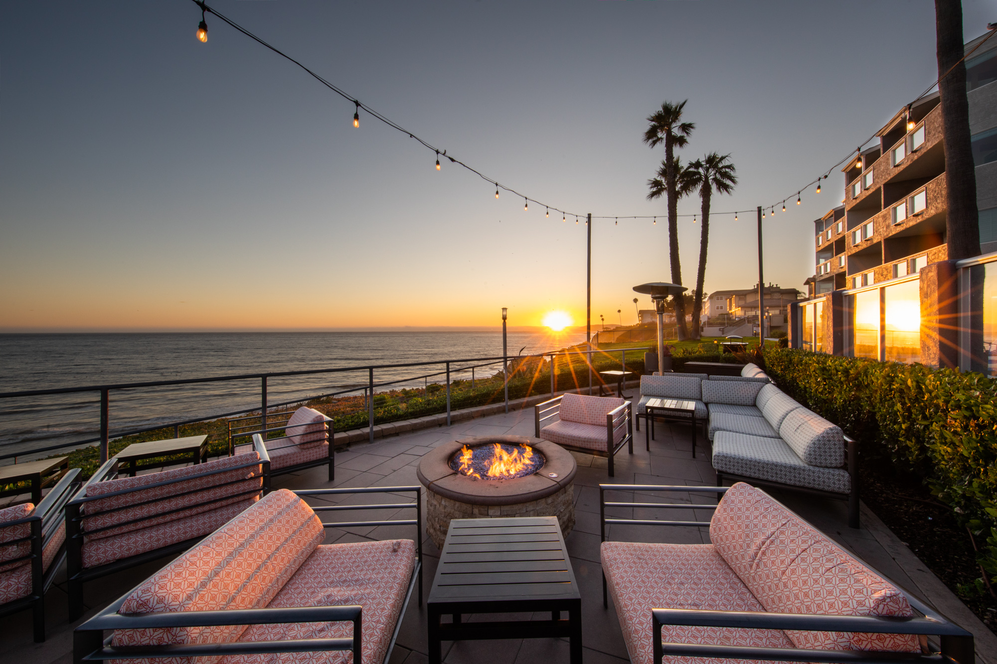 Ocean view terrace during sunset